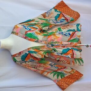 Taj By Sabrina Crippa Tres Marias Orange Kimono Cardigan S Tropical Resortwear